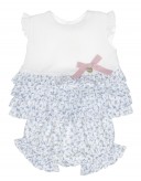 Baby Girls White & Blue Floral Print 2 Piece Set 