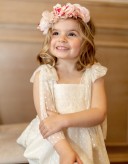 Girls Ivory Tulle & Plumeti Dress & Girls Ivory Suede & Wooden Clogs Sandals Outfit 