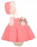 Coral Pink & Lace 3 Piece Dress Set 