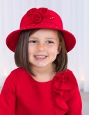 Sombrero Niña Fieltro Rojo con Flores & Glitter