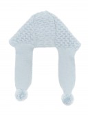 Pale Blue Knitted Hat with Scarf & Pom-Poms