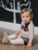 Navy Blue Baby Sweater with Tartan Shorts Set