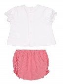 Baby Ivory T-Shirt & Red Checked Knickers Set 