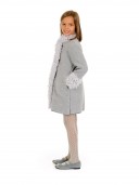 Grey Knitted Coat With Synthetic Fur 
