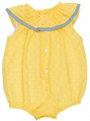 Pelele Bebé Amarillo Perforado con Cuello Volante