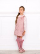 Girls Pink Pinafore Dress & Polka Dot Blouse Outfit