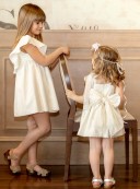 Girls Ivory Tulle Plumeti Dress With Gold & Pink Flowers Necklace & Ivory Suede & Wooden Clogs Sandals Outfit 