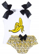 Mon Petit Bonbon Conjunto Niña Camiseta & Braguita Volantes Plátanos