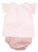 Baby Blush Pink Striped Blouse & Knickers Set