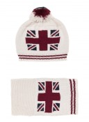 Beige Knitted Union Jack Hat & Scarf Set 
