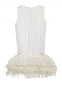 Cap Ras white and ivory embroidered cotton flared dress