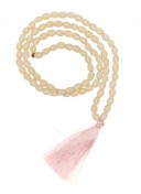 Girls Beige Boho-Chic Necklace With Pink Fringe 