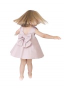 Girls Dusty Pink Flared Dress with Ruffle Collar