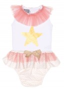 Baby White Top With Golds Star & Ruffle Star Knickers Set 