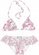 Girls Pink & White Paisley Tulle Ruffle Bikini