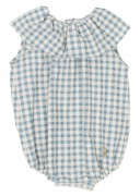 Blue & White Check Print Babysuit