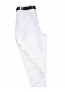 Girls White Cotton Culotte Trousers With Satin Belt