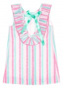 Colourful Striped Dress with Ruffle Collar