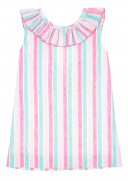 Colourful Striped Dress with Ruffle Collar