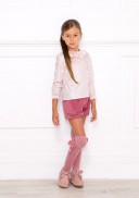 Girls Pink Sweater, Blouse & Shorts Outfit