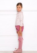 Girls Pink Sweater, Blouse & Shorts Outfit