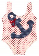 Red & Ivory Star Swimsuit with anchor