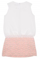 White Chiffon Top & Pink Cherry Skirt Dress