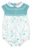 Turquoise Fine Knit & Cotton Babysuit