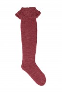 Girls Burgundy Knitted Long Socks