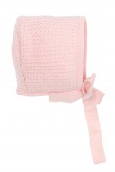 Blush Pink Merino Bonnet with Pompoms
