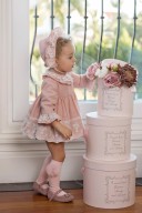 Dolce Petit Baby Girls Pale Pink Tulle Embroidered 3 Piece Dress Set 