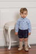Dolce Petit Baby Boys Blue Shirt & Checked Shorts Set