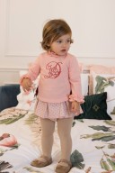 Dolce Petit Baby Girls Pale Pink Sweatshirt with Collar Ruffle