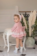 Dolce Petit Baby Girls Pale Pink Plumeti 3 Piece Dress Set 