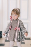 Baby Chocolate & Pink Floral Dress & Bonnet Set 