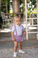 Baby Boys Red & Blue Striped 2 Piece Shorts Set 