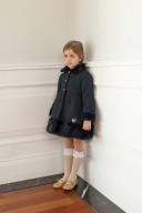Dolce Petit Girls Navy Blue Padded Coat with Synthetic Fur  