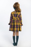 Cocote Girls Mustard & Pink Checked Dress with Bow