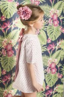 Girls white Broderie & Blush Pink Dress with Maxi Bow