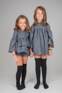 Charcoal Gray Polka Dot Ruffle Blouse & Short Set