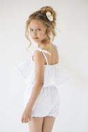 Girls White Broderie Playsuit