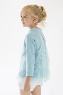Turquoise Jersey Sweater With Tulle Frilled Back & Hem