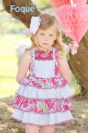 Colourful Floral & Check Print Ruffle Dress