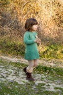 Green Knitted & Velvet Bow Dress