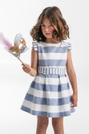 Blue & White Striped Structured Dress