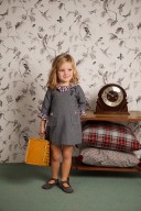 Denim Dress With Checked Collar & Cuffs 