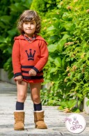 Boys Red & Navy Blue Wool Hooded Sweater