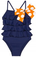 Girls Navy Blue Ruffle Swimsuit