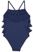 Girls Navy Blue Ruffle Swimsuit