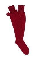 Girls Red Knitted Long Socks with Bow